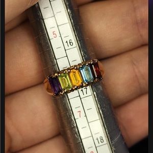 *FLASH SALE*14 Kt gold multi gemstone rainbow ring